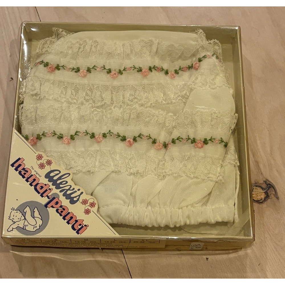 Vintage Alexis Handi-Panti Diaper Cover Baby S 10-13 lbs Lace Rosebuds w/ Box